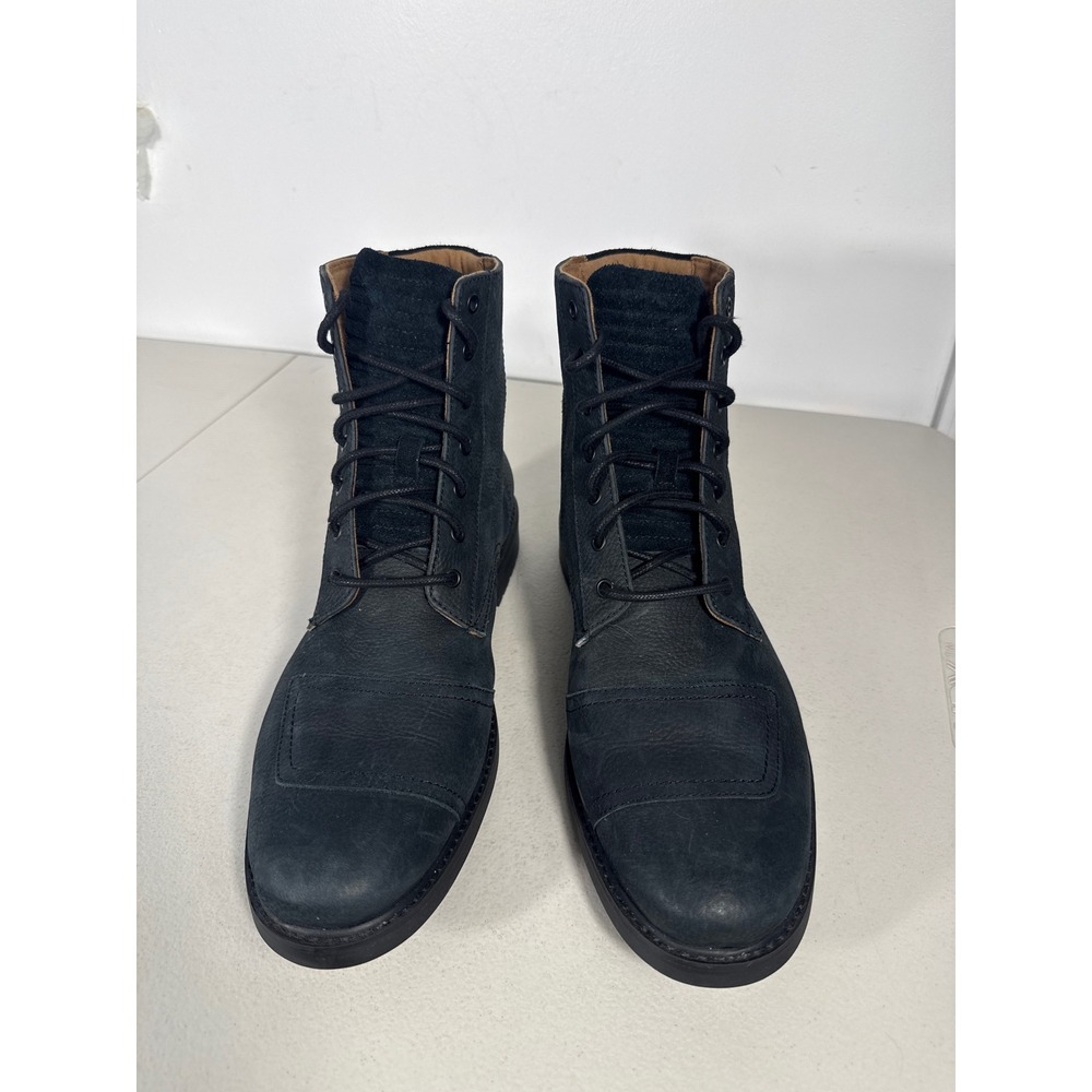 Aldo Mens Black Leather Lace Up Combat Boots Cap Toe Lug Sole. Size 12